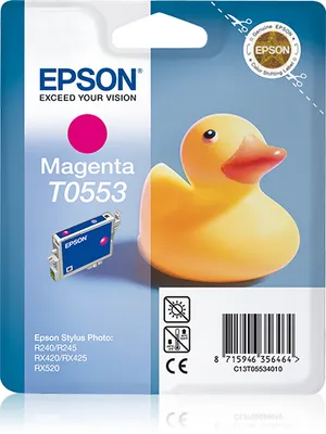 Zdjęcie produktu dla Epson Duck Wkład atramentowy Magenta T0553, Purpurowy, Tusz na bazie pigmentu, 8 ml, 1 szt.