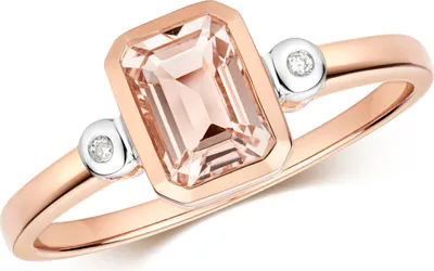 Image de Bague Femme Or Rose 375/1000 et Diamant Brillant H - PK avec Morganite, 54 (17.2); TRS35623RSN