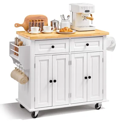 Image de Chariots de cuisine multifonctionnels avec surface en bois