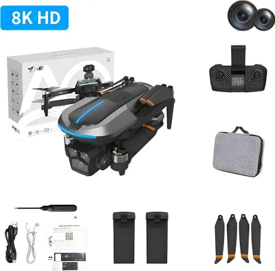 Produktbild von ZELURXX Drohne, Dreifach Kamera, bürstenloser Motor, ESC Objektiv, GPS Ortung, faltbar, Smart Return, 36 x 29 x 10 cm, Schwarz