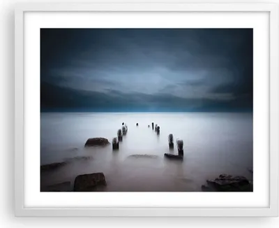 Produktbild von Gerahmtes Poster - Weißer Rahmen - Wellenbrecher Nebel Nacht - 50x40 cm - Wand Bild - Wanddeko - Wandbilder - Kunstposter - Wandposter - Bilderrahmen - Bilder - Kunstdruck - P2WAA50x40-4416