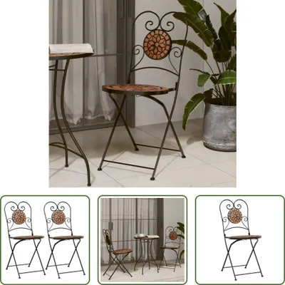 Immagine prodotto di The Living Store Sedie da bistrot 2 pz. Pieghevoli in Vetroceramica rossa Terracotta