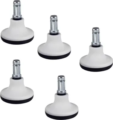 Produktbild von 5x Fußgleiter 11mm Stift Hartbodenrollen Fußgleiterset für Bürostuhl Hartböden und Teppich Farbe: weiß