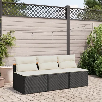 Produktbild von Gartensofas ohne Armlehnen mit Kissen 2 Stk Schwarz Poly Rattan - Gartensofas 365832
