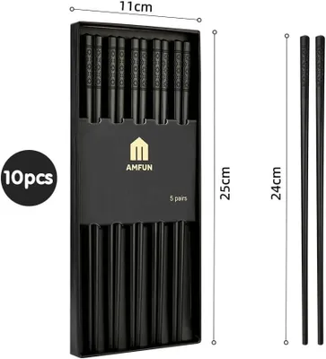 Imagen del producto de Palillos de fibra de vidrio, juego de 5 pares, aptos para lavavajillas, antideslizantes, ideales para sushi y arroz