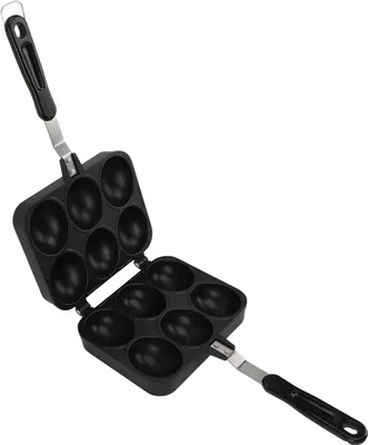 Obrázok produktu pre Oboustranná panvica na takoyaki s 6 priehlbinami, s nepriľnavým povrchom, čierna