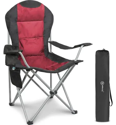 Produktbild von Campingstuhl klappbar Hochlehner – Stabiler Outdoor Klappstuhl für Camping, Garten und Balkon rot/schwarz
