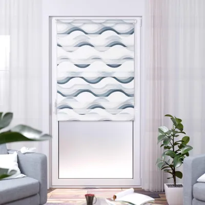 Doppelrollo Klemmfix ohne Bohren, bedruckt grau, 95 x 150 cm