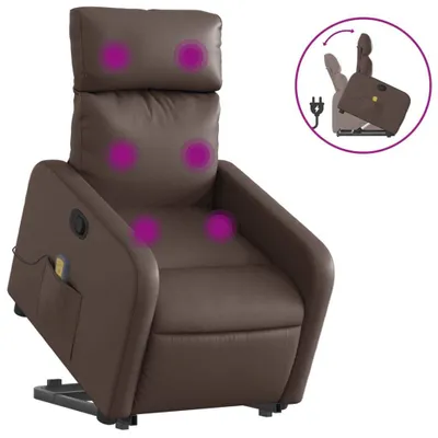 Produktbild von vidaXL Massagesessel mit Aufstehhilfe Braun Kunstleder