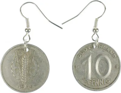 Produktbild von 10 DDR Pfennig Münze Ohrringe Miniblings Ohrhänger Geld Ostalgie Glückspfennig alt