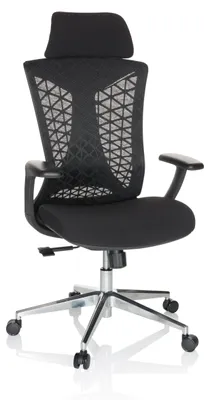 Produktbild von hjh OFFICE Profi Bürostuhl FALEO B Ergonomischer Schreibtischstuhl mit Armlehnen Stoff / Netzstoff Schwarz Drehstuhl für Büro, Zuhause