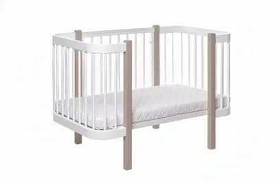 Obrázek produktu pro Dětská postýlka z bukového dřeva KOTTO ELIN 120 x 60 cm – funkce 2 v 1, cappuccino-bílá