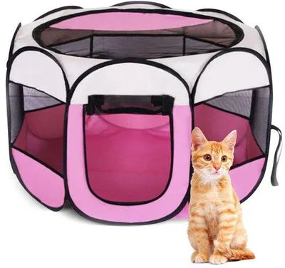 Imagen del producto de Ibenzoa®: Refugio multifuncional para pequeños animales – Un lugar seguro para perros, gatos, conejos y otras mascotas pequeñas, color rosa, 74 x 74 x 43 cm