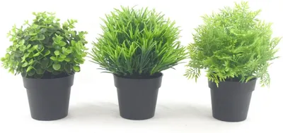 Produktbild von Kunstpflanzen 3er Set Indoor und Outdoor Plastik Pflanzen Naturgetreu