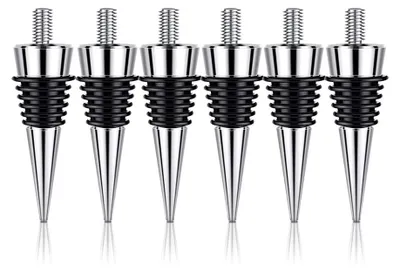 6 Metall-Flaschenverschlüsse, Zinklegierung, wiederverwendbar, Silber