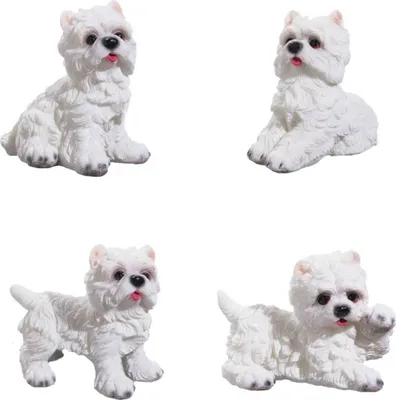 Produktbild von 4er Set kleine Westie Hunde 8cm