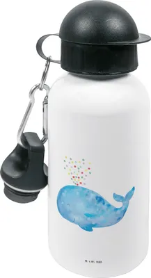 Produktbild von Mr. & Mrs. Panda Trinkflasche Wal Konfetti - Weiß - Geschenk, Geburtstag, Kindergarten, Trennung, Kinder, Wasserflasche, Abnehmen, Meer, Sportflasche, Kindertrinkflasche