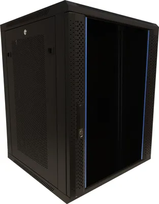 Zdjęcie produktu dla 15 U szafa serwerowa, 19" obudowa naścienna ze szklanymi drzwiami i perforowanymi panelami bocznymi (WxDxH) 600 x 600 x 770 mm