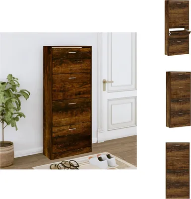 Obrázek produktu pro vidaXL Botník kouřový dub 63x24x147 cm materiál na bázi dřeva - Botníky a skříně