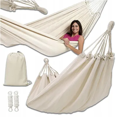 Zdjęcie produktu dla Hamak Ogrodowy Wiszący Mocny Bujak 250X80Cm Brazylijski Xxl Pokrowiec Torba