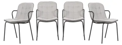 Image de CALICOSY - Lot de 4 Chaises en tissu avec pieds en métal H81 cm - ZÉLIE