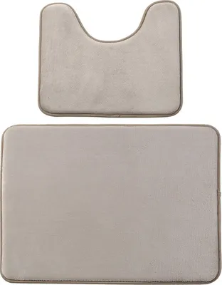 Produktbild von 2-teiliges Badematten-Set, Memory Schaum Badematte Badteppich rutschfest, Hellbraun