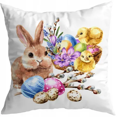 Obrázek produktu pro HomeView Velikonoční dekorační povlak na polštář zajíček 50x50 cm