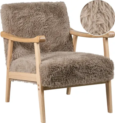 Zdjęcie produktu dla BELIANI Fotel beżowoszary tapicerowany imitacja skóry drewniana rama i podłokietniki retro design do salonu