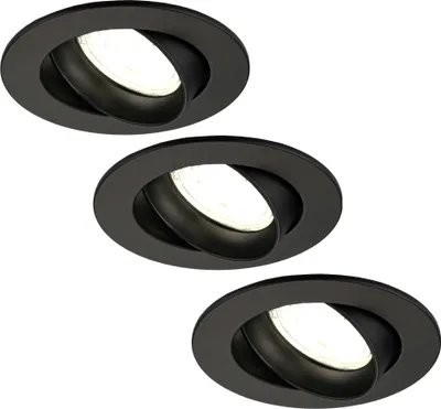Produktbild von Ledvion LED Einbaustrahler 3er Set Rund Schwarz 3W dimmbar Neutralweiss