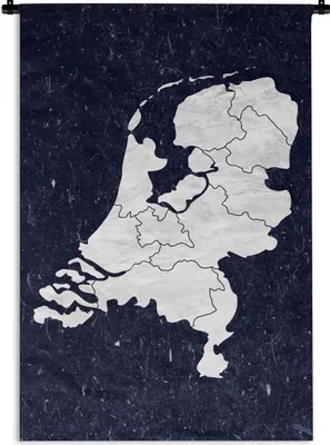 Produktbild von MuchoWow® Wandteppich Wandbehang Karte - Niederlande - Weiß 120x180 cm Tapisserie Dekoration Wandtuch - Schlafzimmer - Dekorationen für das Haus