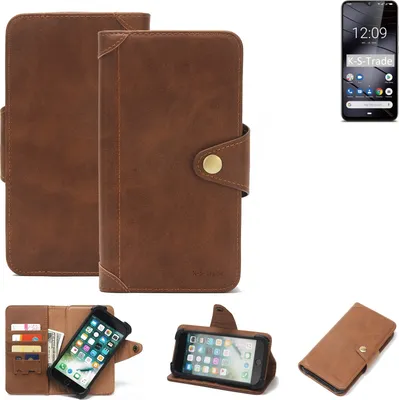 Produktbild von K-S-Trade Handyhülle für Gigaset GS290 Schutz Hülle Walletcase Bookstyle Tasche Case Handytasche Wallet Flipcase Cover PolyurethanBraun (1x)