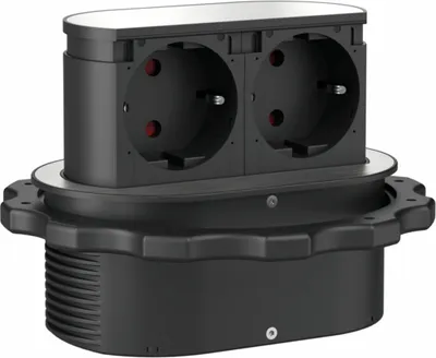 Produktbild von Steckdosenelement Piccolino, Blende edelstahlfarbig, versenkbar