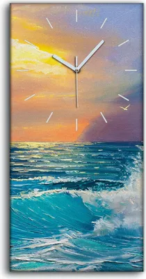 Produktbild von Wandbild Leinwand Bilder Wanduhr Kunstdruck 30x60 Kunst Malerei Meereslandschaft - weiße Hände