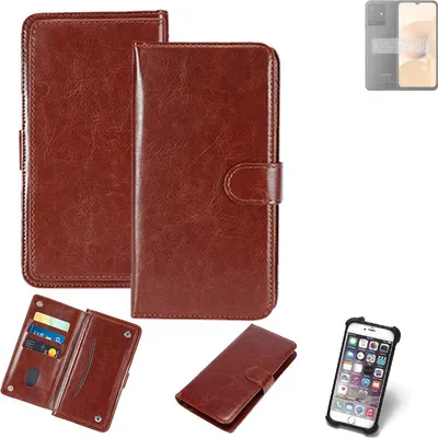 Produktbild von K-S-Trade 360° Hülle kompatibel mit Cubot Note 50 braun Kunstleder Case BookCase WalletCase Kunstlederederhülle Handyhülle, Rundumschutz Bumper