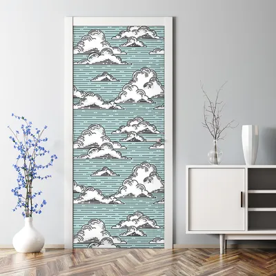 Produktbild von Dekorative Türposter selbstklebend Klebefolie Wandaufkleber Türaufkleber Wolken weiß blau 85 x 200 cm