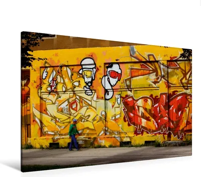 Produktbild von Calvendo Textil-Leinwand 120 cm x 80 cm quer Graffiti auf dem Brühl in Chemnitz, Hultsch Heike; 7299384
