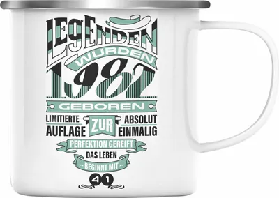 Produktbild von TRENDATION 40. Geburtstag Emaille Tasse Frau Mann Geschenk 40er Geschenkidee 40 Mutter Vater (Silber)