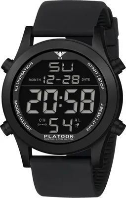 KHS PLABSD.SB Digital-Herrenuhr Platoon Schwarz Silikonband 1