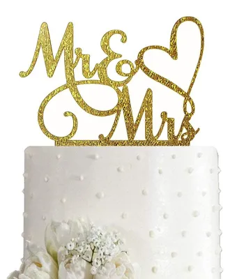 Tortenaufsatz Mr & Mrs Hochzeitstorte Dekoration Gold 16,5x15,5 cm