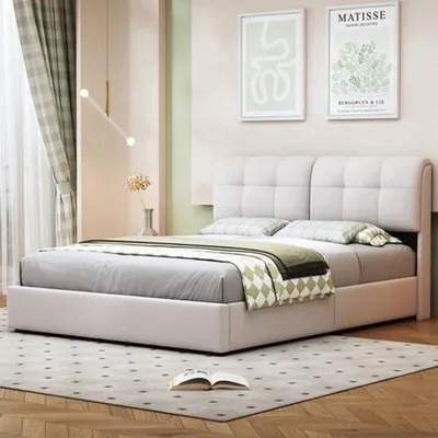 Immagine prodotto di Letto matrimoniale imbottito con contenitore - 160x200 cm - in velluto - con illuminazione LED