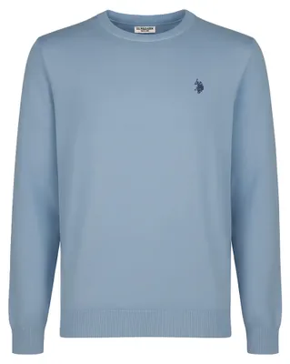 Image de U.S. POLO ASSN. Pull en tricot pour hommes - Col rond, broderie logo, coton, bleu clair, taille L