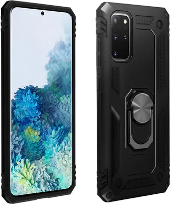 Produktbild von Avizar, Hybrid Handyhülle mit Ring Halterung für Samsung Galaxy S20 Plus, Schwarz