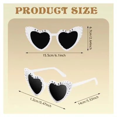 Produktbild von Herz Sonnenbrille Weiß, Brille für die Braut, Herzförmige Perlensonnenbrille, Brautaccessoires, Retro Sonnenbrillen für Hochzeit, JGA, Karneval und mehr