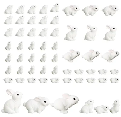 54 Mini-Kaninchenfiguren aus Harz, 2 Größen, für Deko