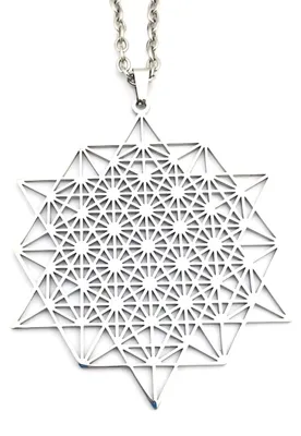 Obrázek produktu pro Náhrdelník „64hvězdicový tetraeder“ z nerezové oceli, 6 x 5 cm, s řetízkem z nerezové oceli o délce 60 cm