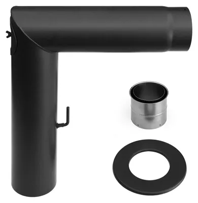 Produktbild von Raik Basic Rauchrohrbogen-Set 160mm schwarz 2-teilig – eckig für Rauchrohr / Ofenrohr