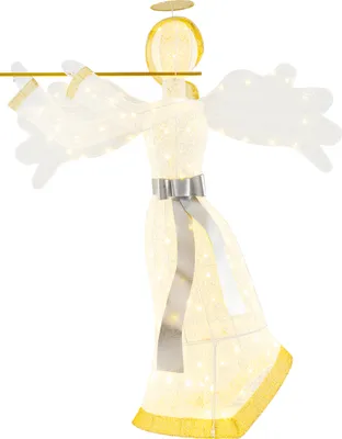 Produktbild von COSTWAY Weihnachtsengel beleuchtet groß, Weihnachtsdeko mit 100 warmweißen LED-Lichtern, Weihnachtsfigur, Weihnachtsbeleuchtung für außen und innen
