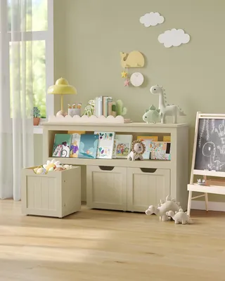Obrázek produktu pro VASAGLE regál na hračky s kolečky, úložná skříňka, 30 x 102 x 60 cm, béžová barva