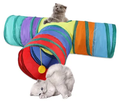 Produktbild von Kattentunnel, Katzentunnel und Katzenwürfel, blau, faltbar, für Katzen und Haustiere