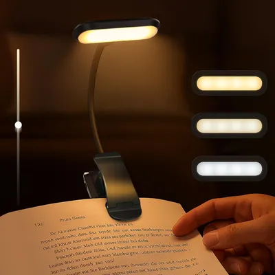 Zdjęcie produktu dla Lampa do czytania: lampka do książek LED, płynna regulacja jasności, 3 tryby barwy światła, ładowanie przez USB-C